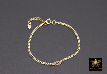14 k Gold Filled Angel Number Curb Chain Adjustable Heart Bracelet